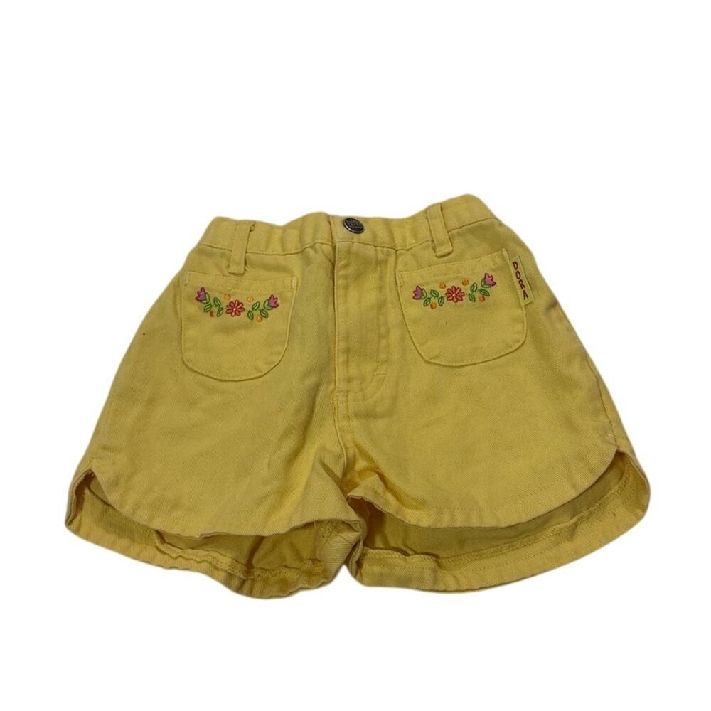 Vintage Nick Jr Y2k Dora the Explorer Yellow Floral Shorts Embroidered 3T Rare